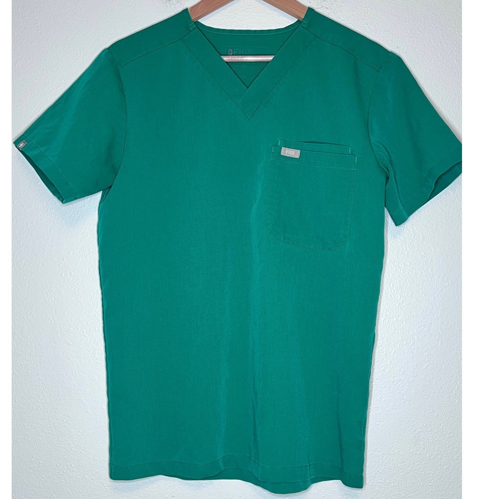 FIGS Leon Scrub Top XS Hunter Green V-Neck Nursing Medical Hospital Uniform